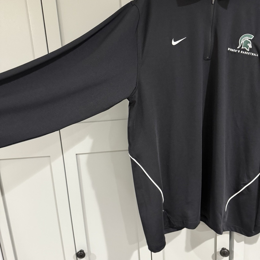 Michigan State Spartans MSU 1/4 Zip Pullover Nike Dri-Fit Black Men's XL Logo - Picture 2 of 14